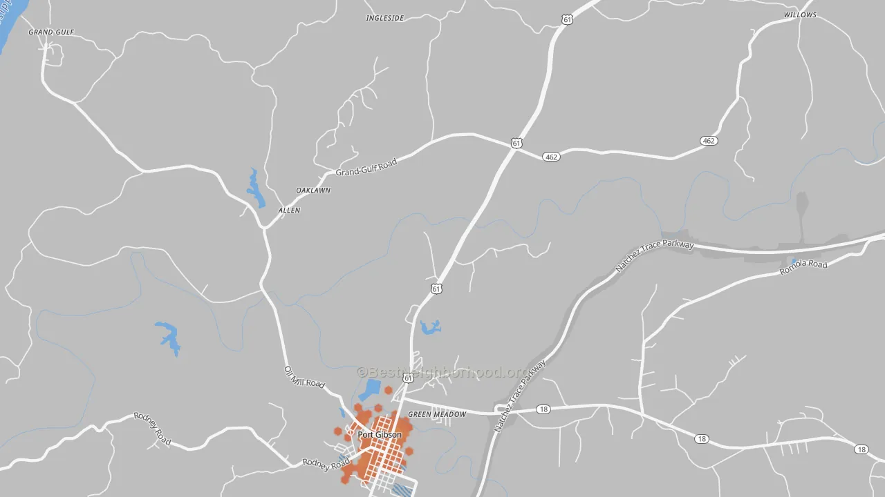 Bike Grade map of Tillman, MS