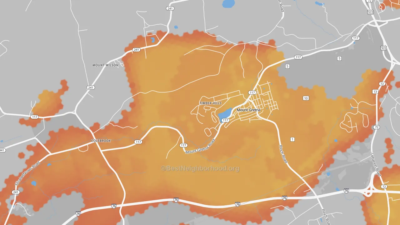 Bike Grade map of Timber Hills, PA
