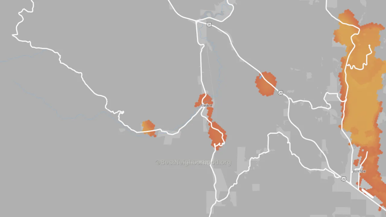 Bike Grade map of Timber, OR