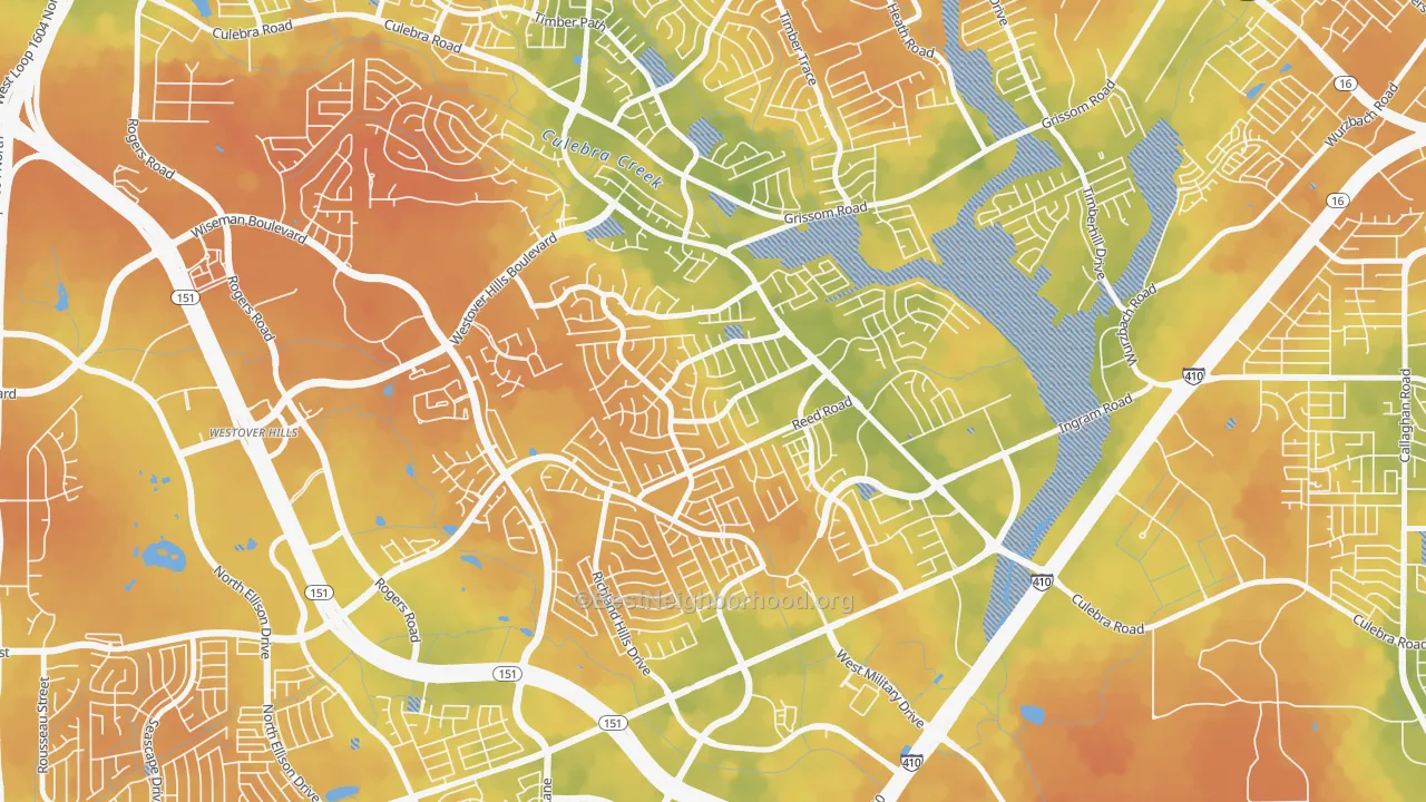 Bike Grade map of Timber Ridge, San Antonio, TX