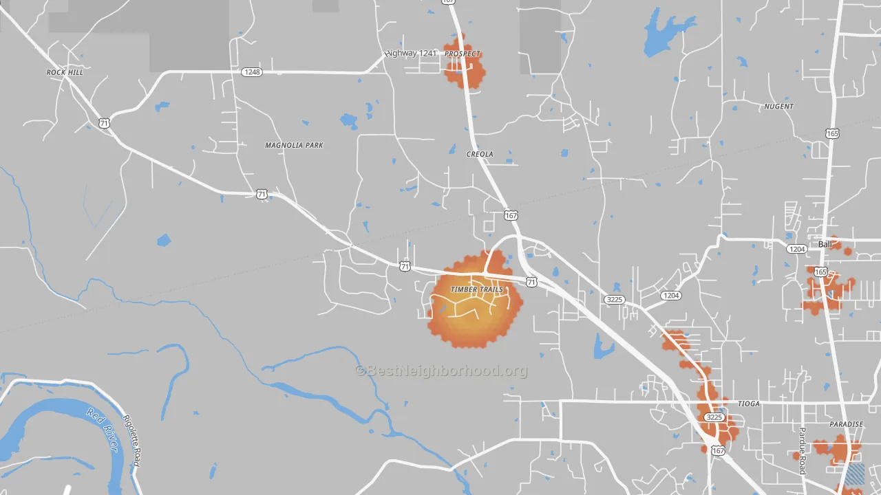 Bike Grade map of Timber Trails, LA