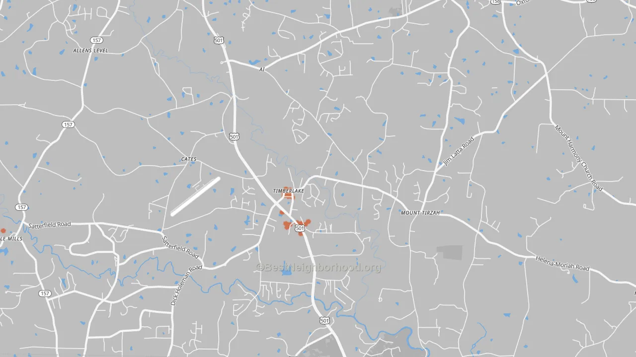 Bike Grade map of Timberlake, NC