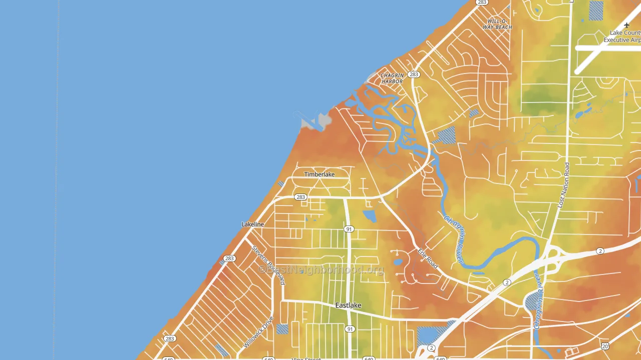 Bike Grade map of Timberlake, OH
