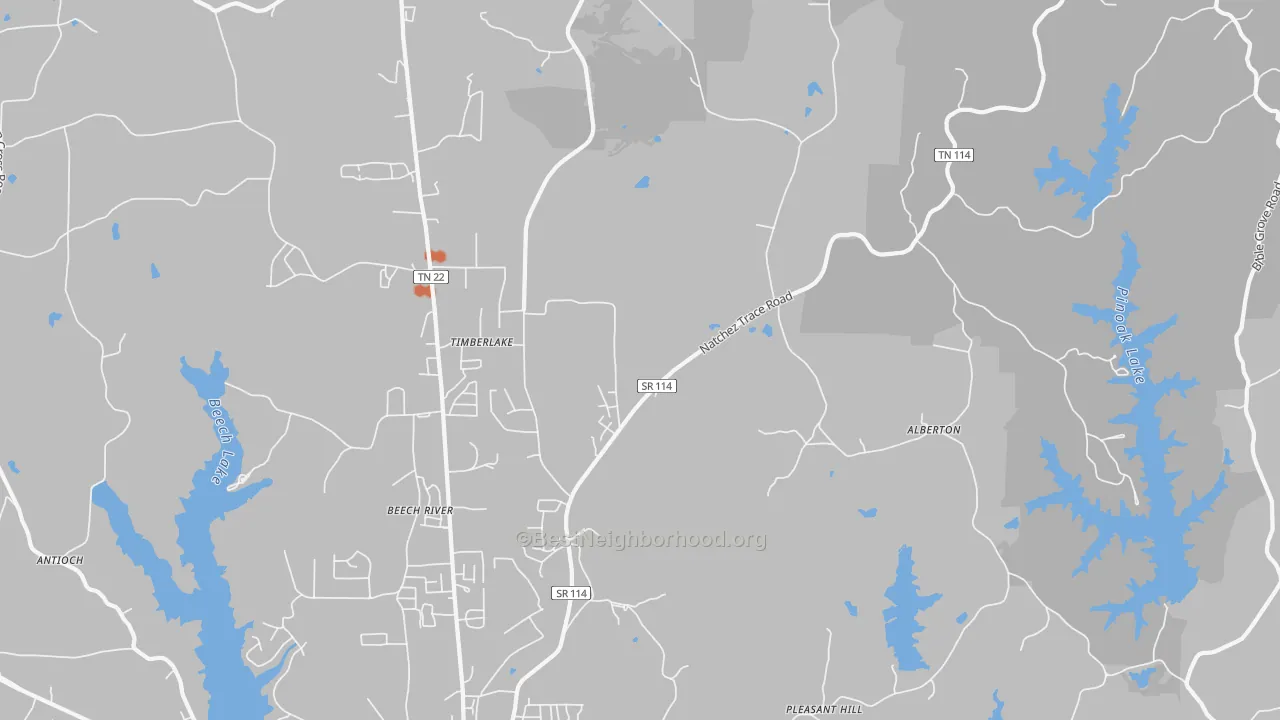 Bike Grade map of Timberlake, TN