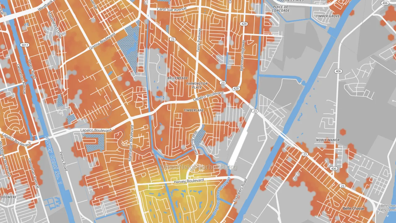 Bike Grade map of Timberlane, LA