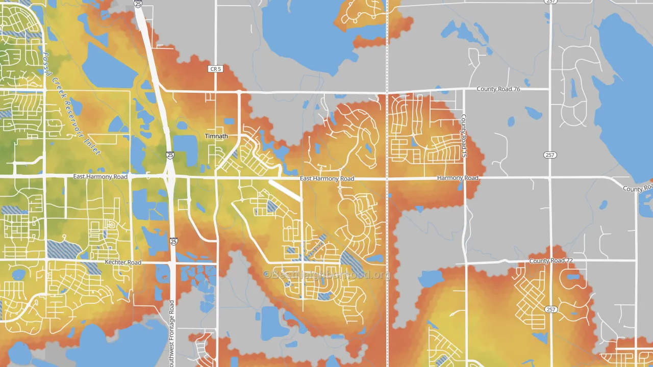 Bike Grade map of Timnath, CO
