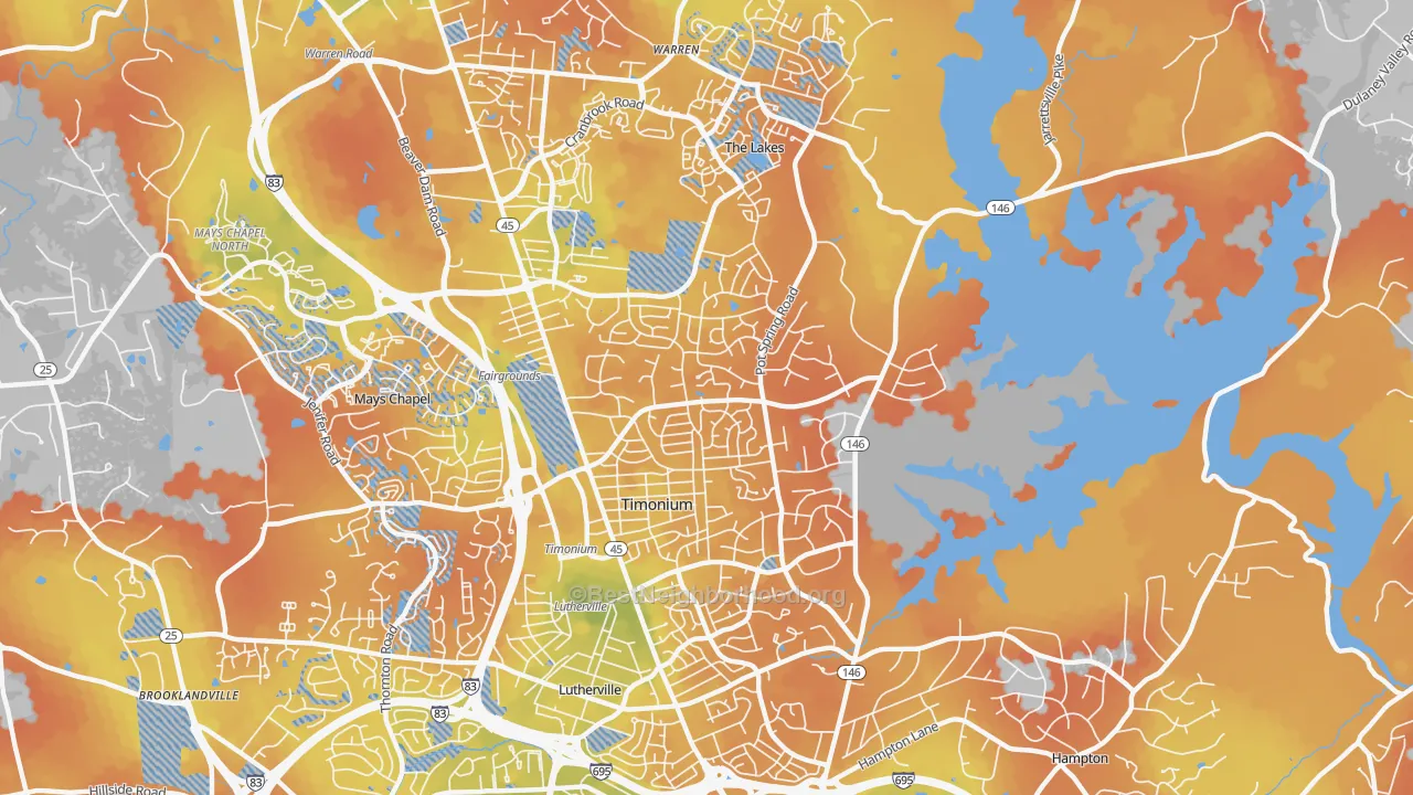 Bike Grade map of Timonium, MD
