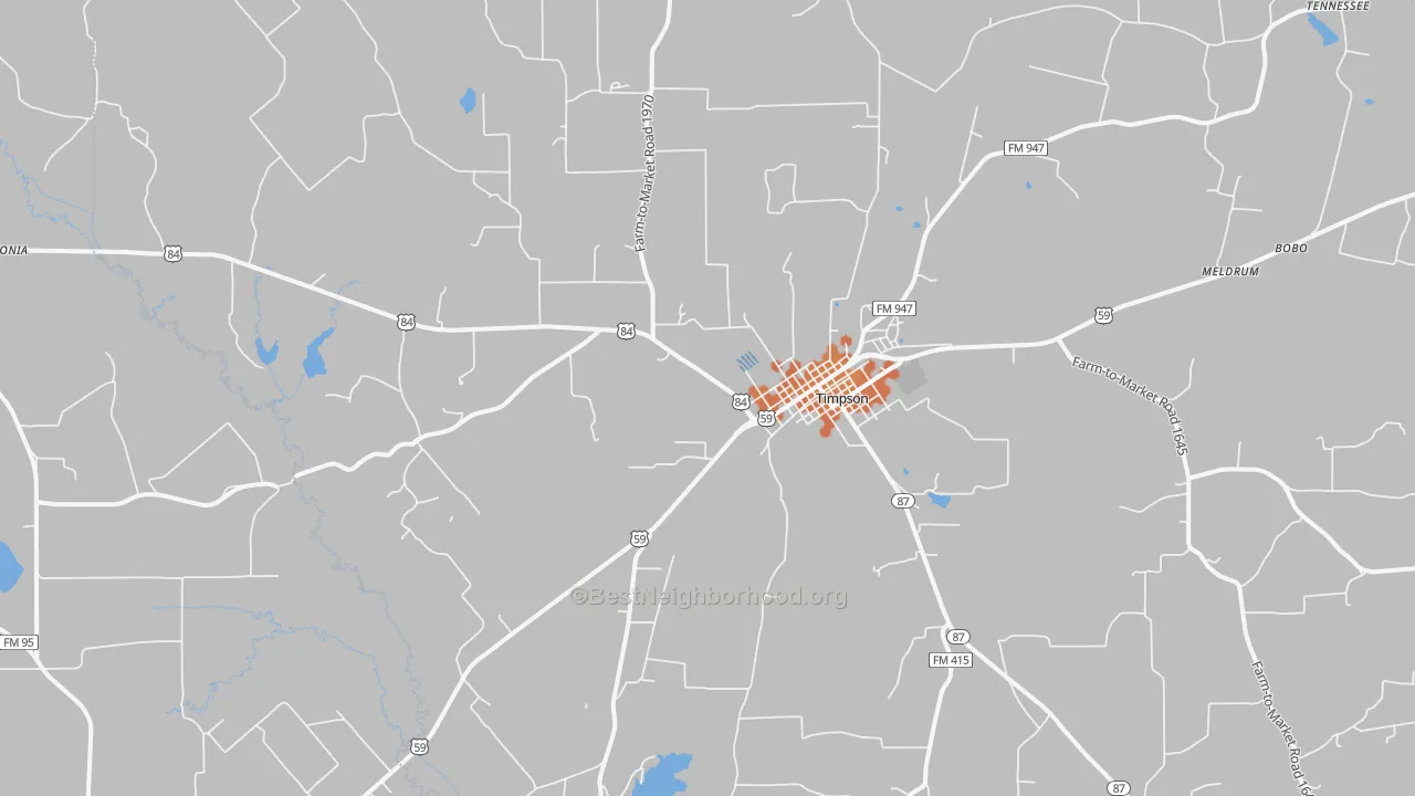 Bike Grade map of Timpson, TX