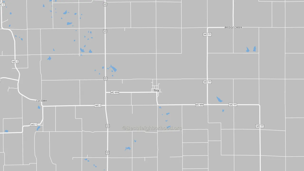 Bike Grade map of Tina, MO
