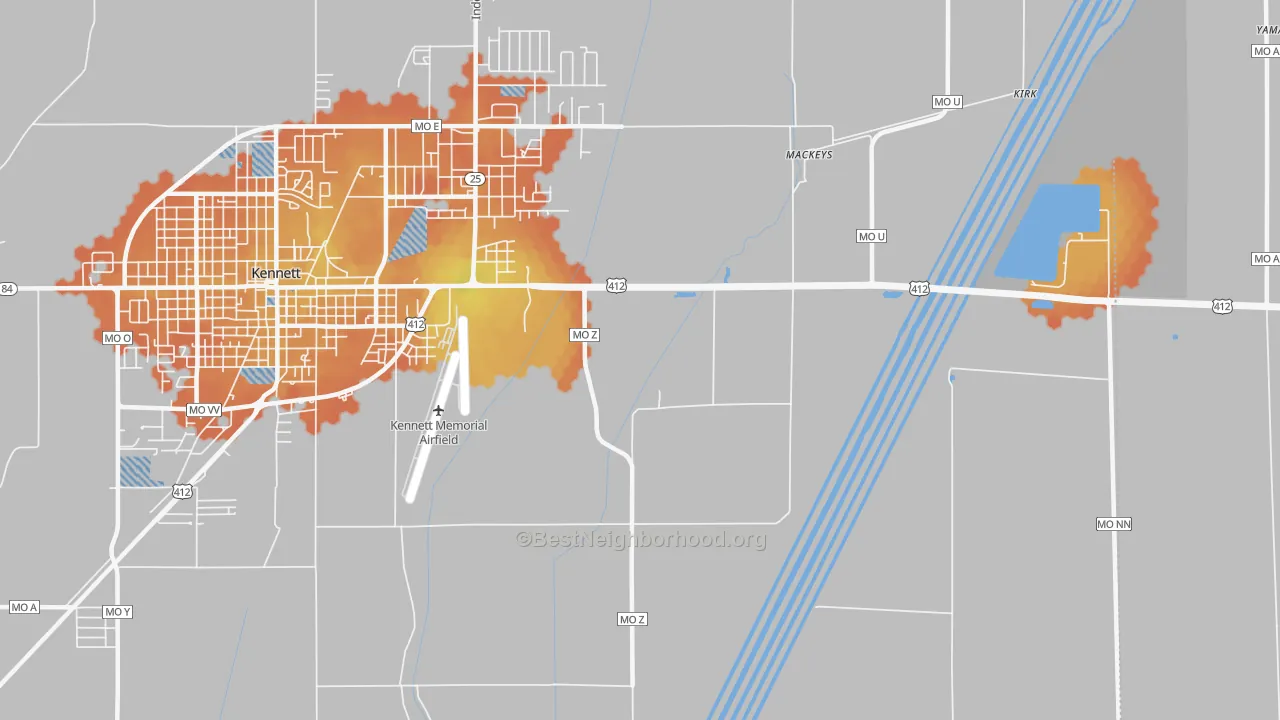 Bike Grade map of Tinkerville, MO