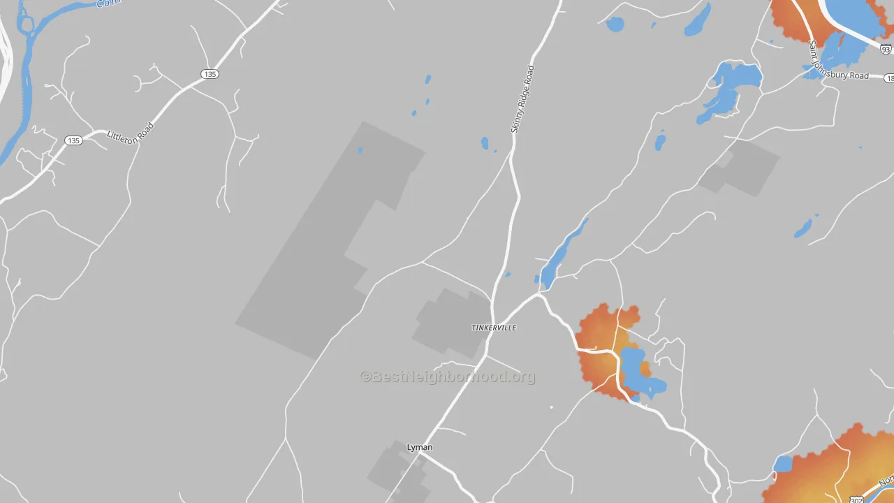 Bike Grade map of Tinkerville, NH