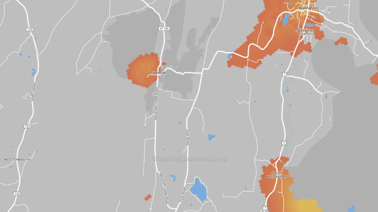 Bike Grade map of Tinmouth, VT