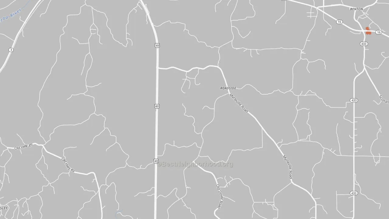 Bike Grade map of Tinsley, MS