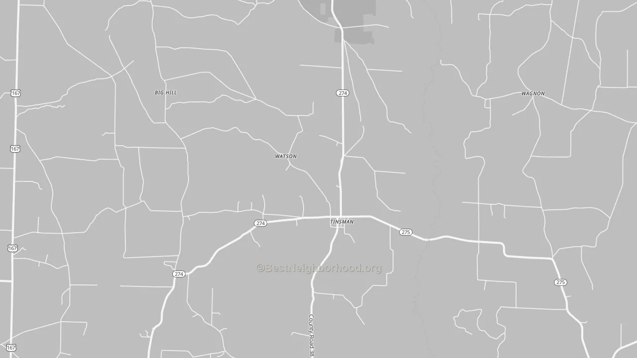 Bike Grade map of Tinsman, AR
