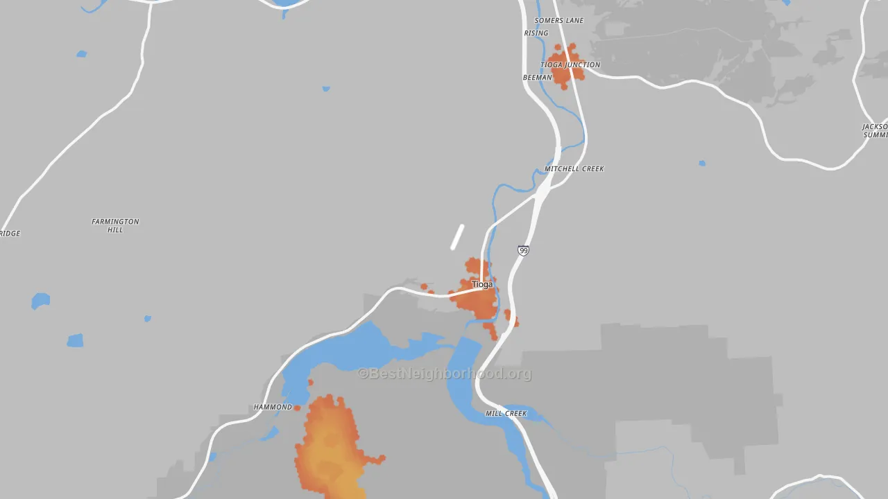 Bike Grade map of Tioga, PA
