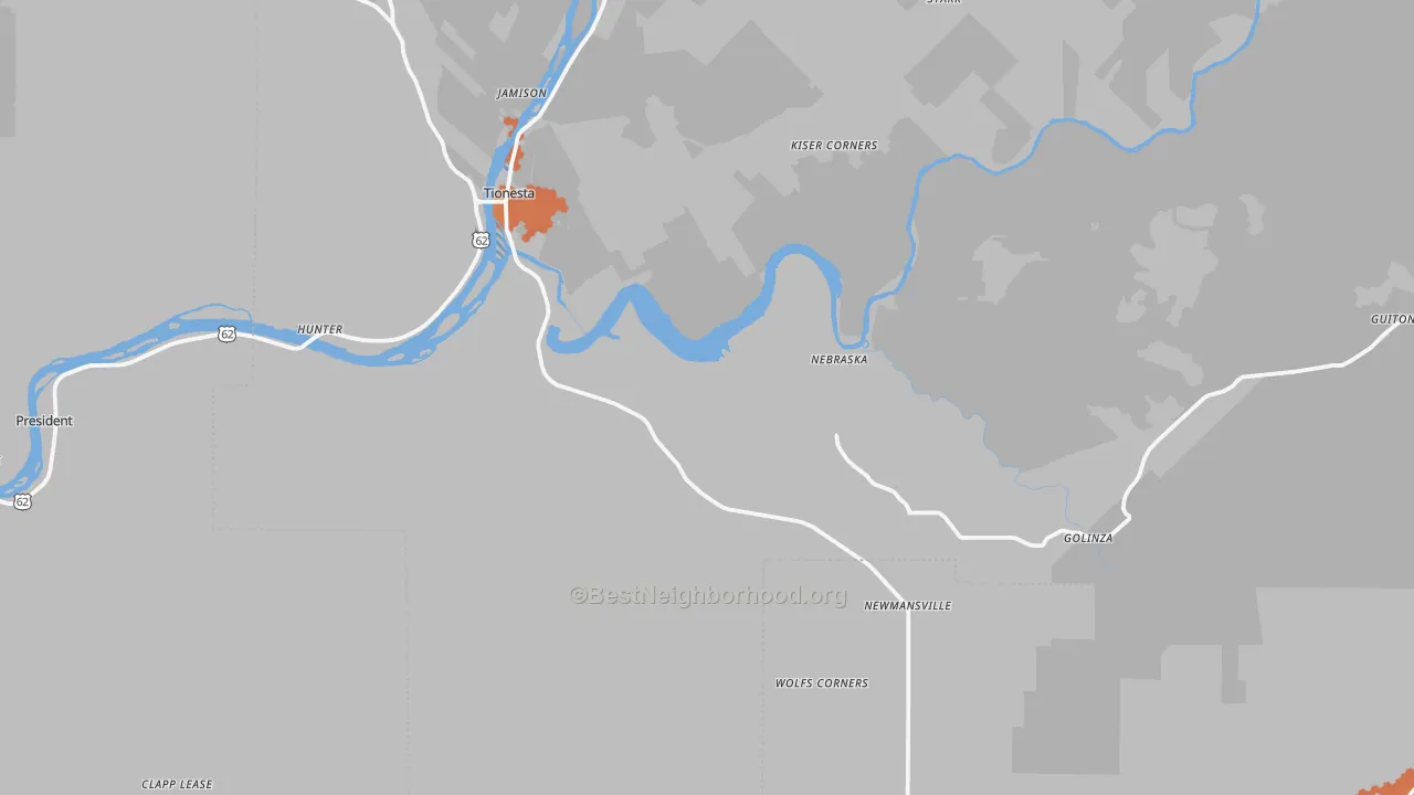 Bike Grade map of Tionesta, PA