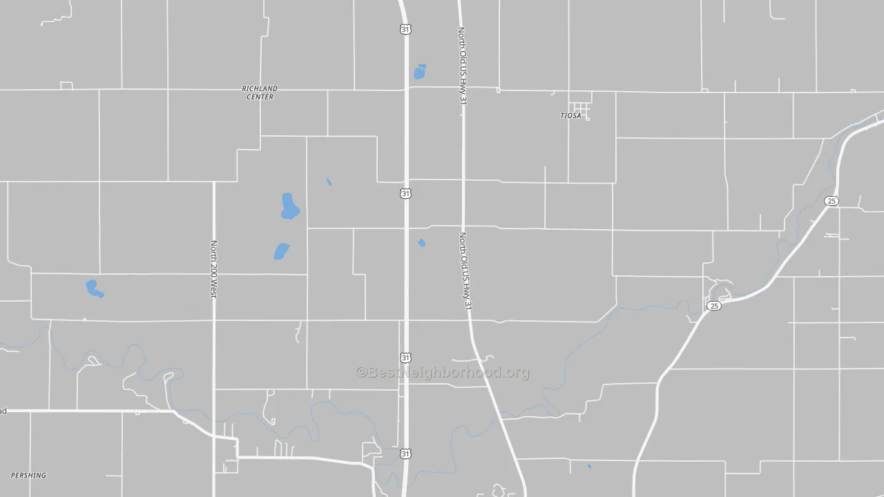 Bike Grade map of Tiosa, IN