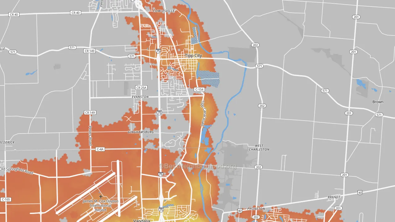 Bike Grade map of Tipp City, OH
