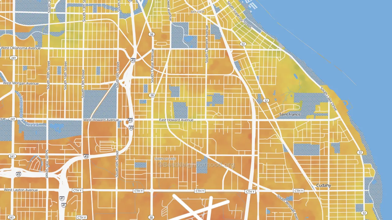 Bike Grade map of Tippecanoe, Milwaukee, WI