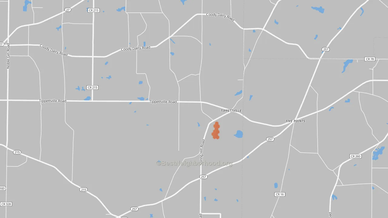 Bike Grade map of Tippettville, GA