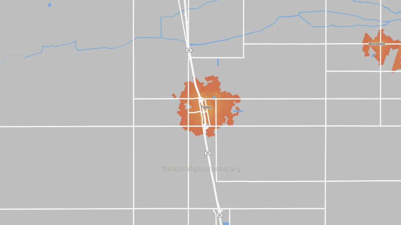 Bike Grade map of Tipton, CA