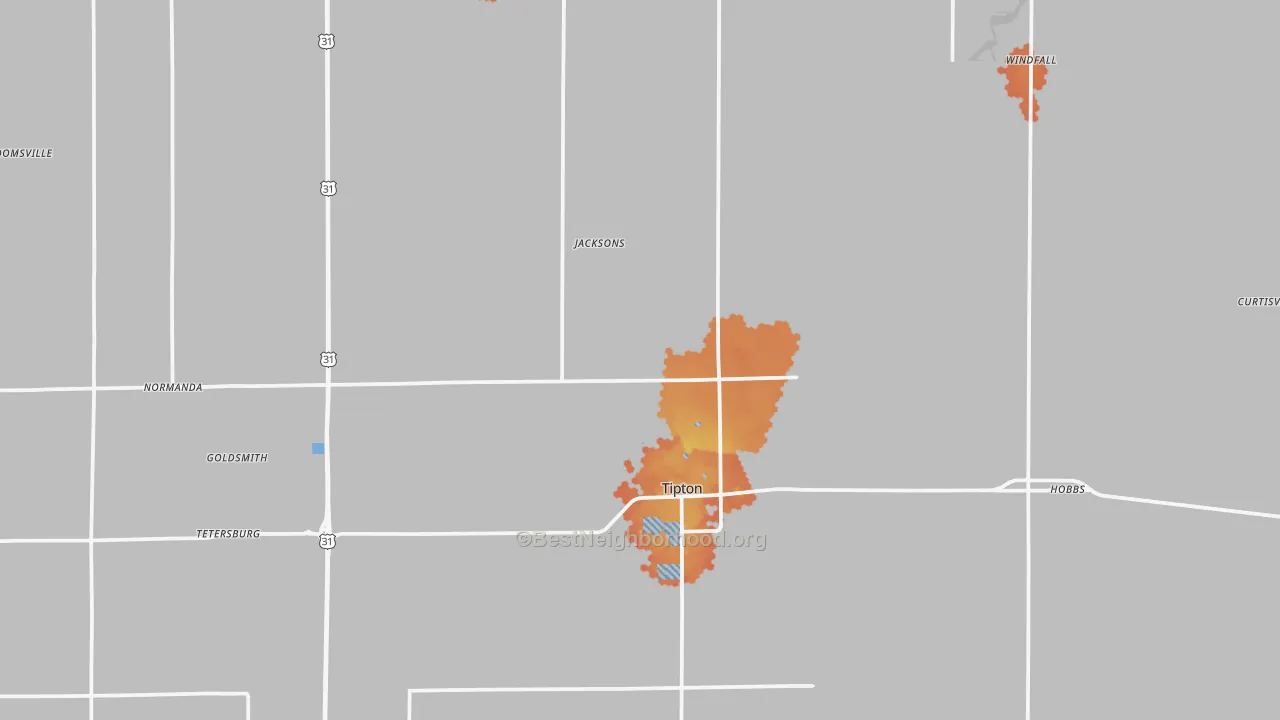 Bike Grade map of Tipton County, IN