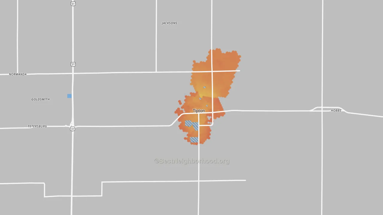 Bike Grade map of Tipton, IN