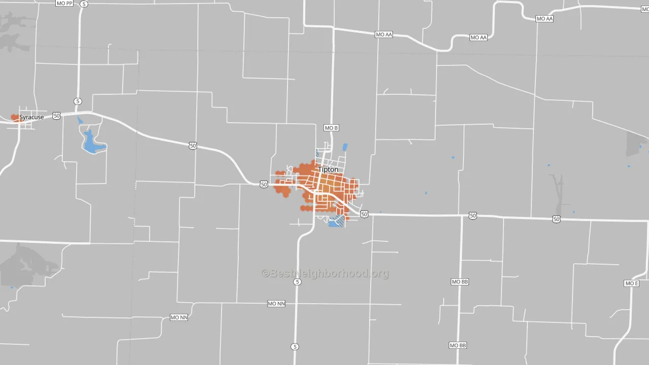 Bike Grade map of Tipton, MO