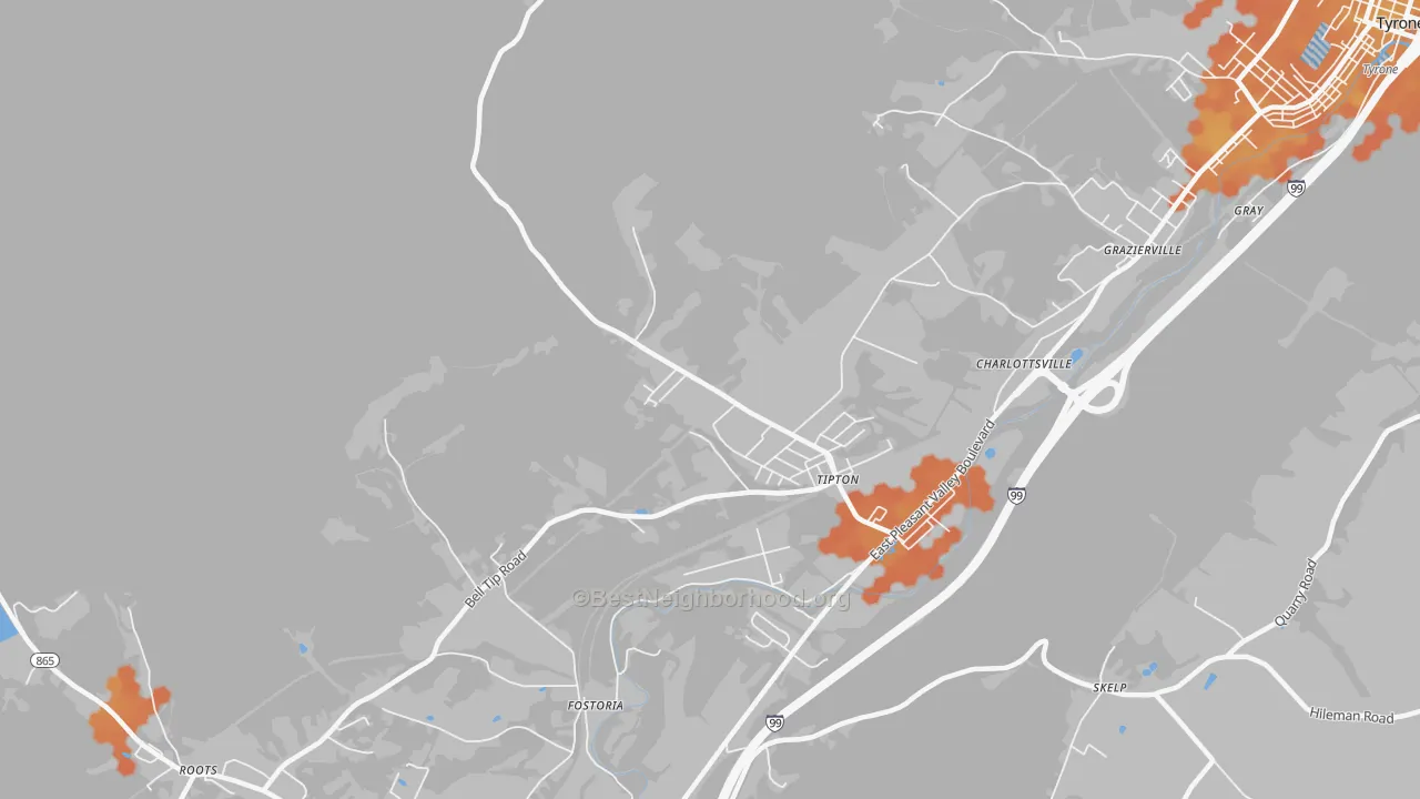 Bike Grade map of Tipton, PA
