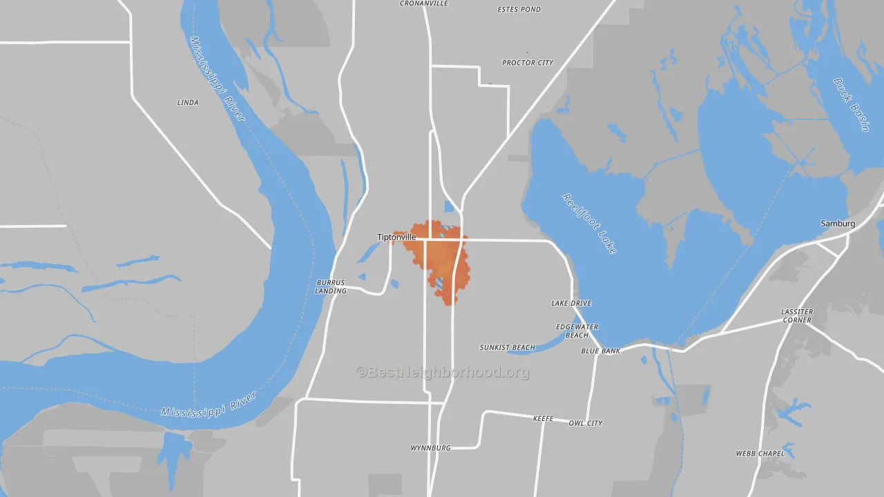 Bike Grade map of Tiptonville, TN