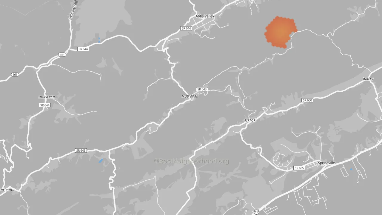 Bike Grade map of Tiptop, VA