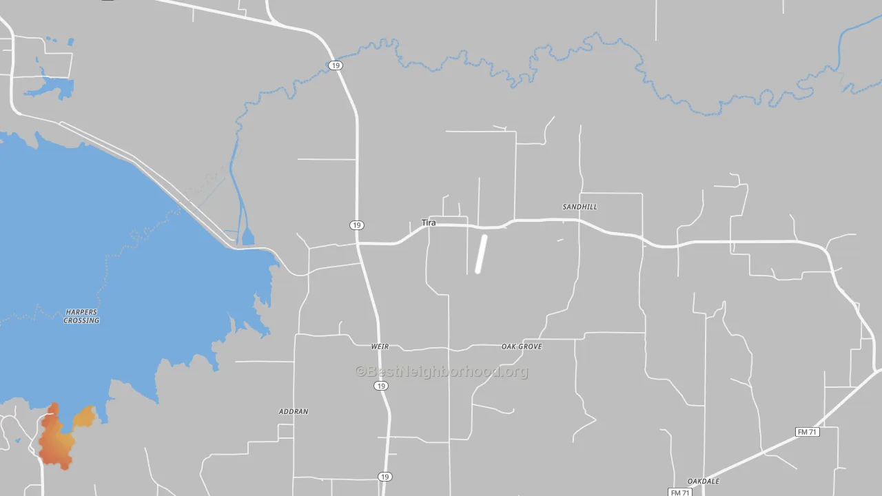Bike Grade map of Tira, TX