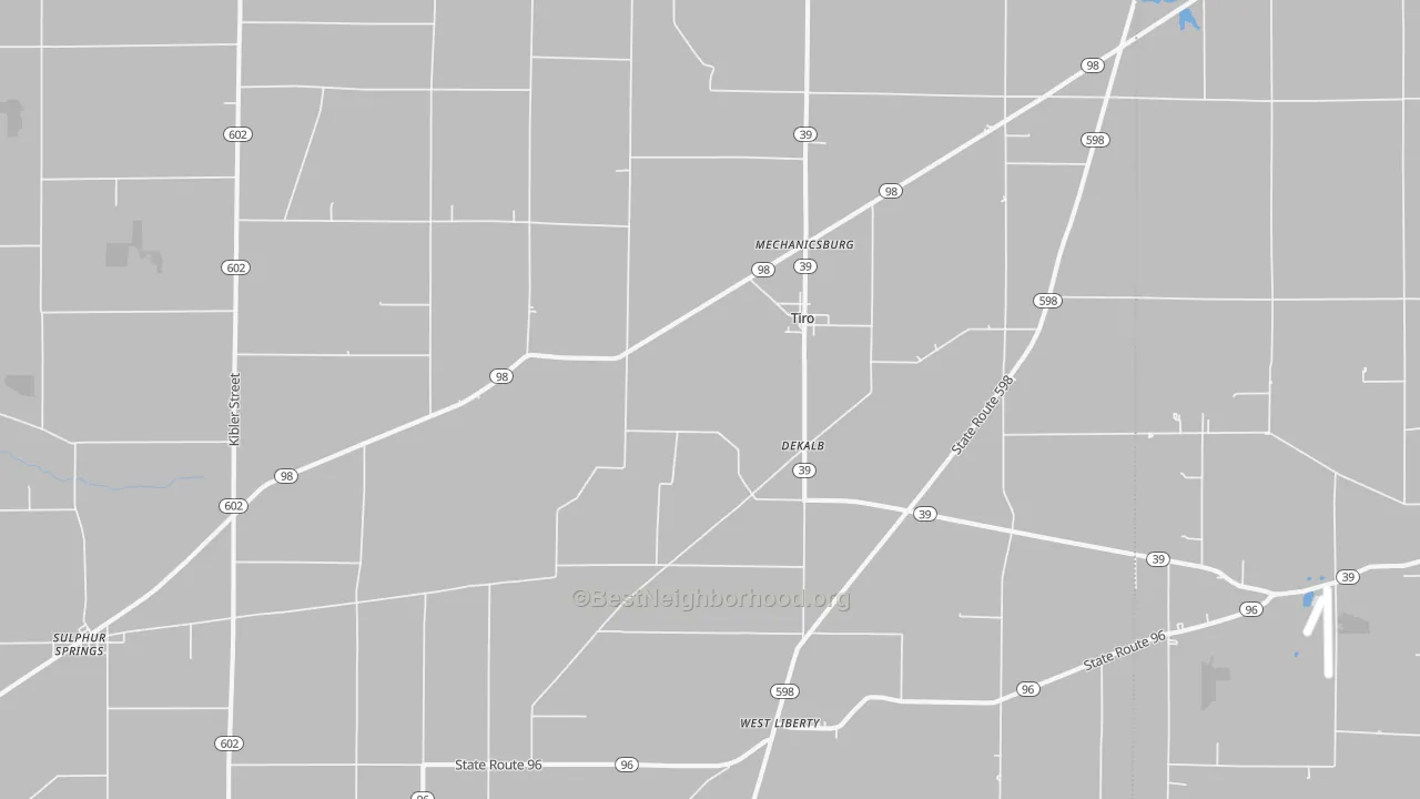 Bike Grade map of Tiro, OH