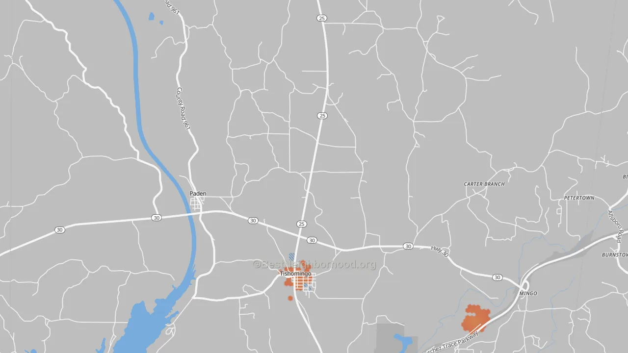 Bike Grade map of Tishomingo, MS