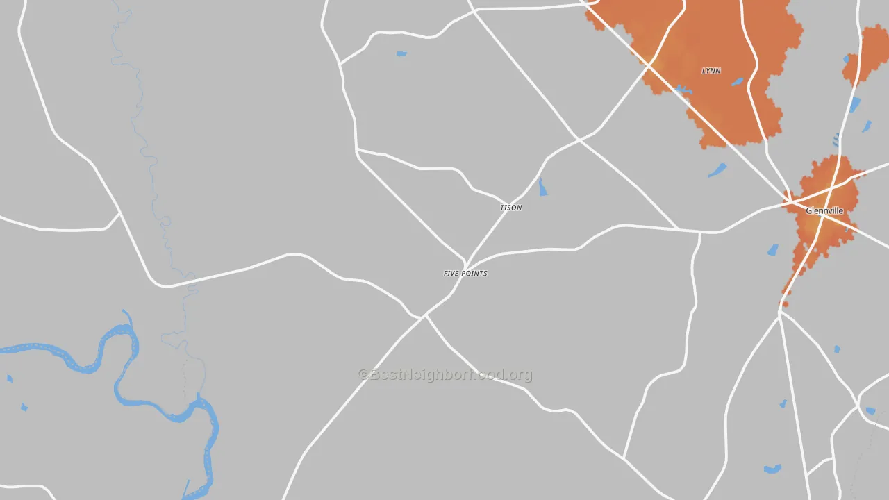 Bike Grade map of Tison, GA