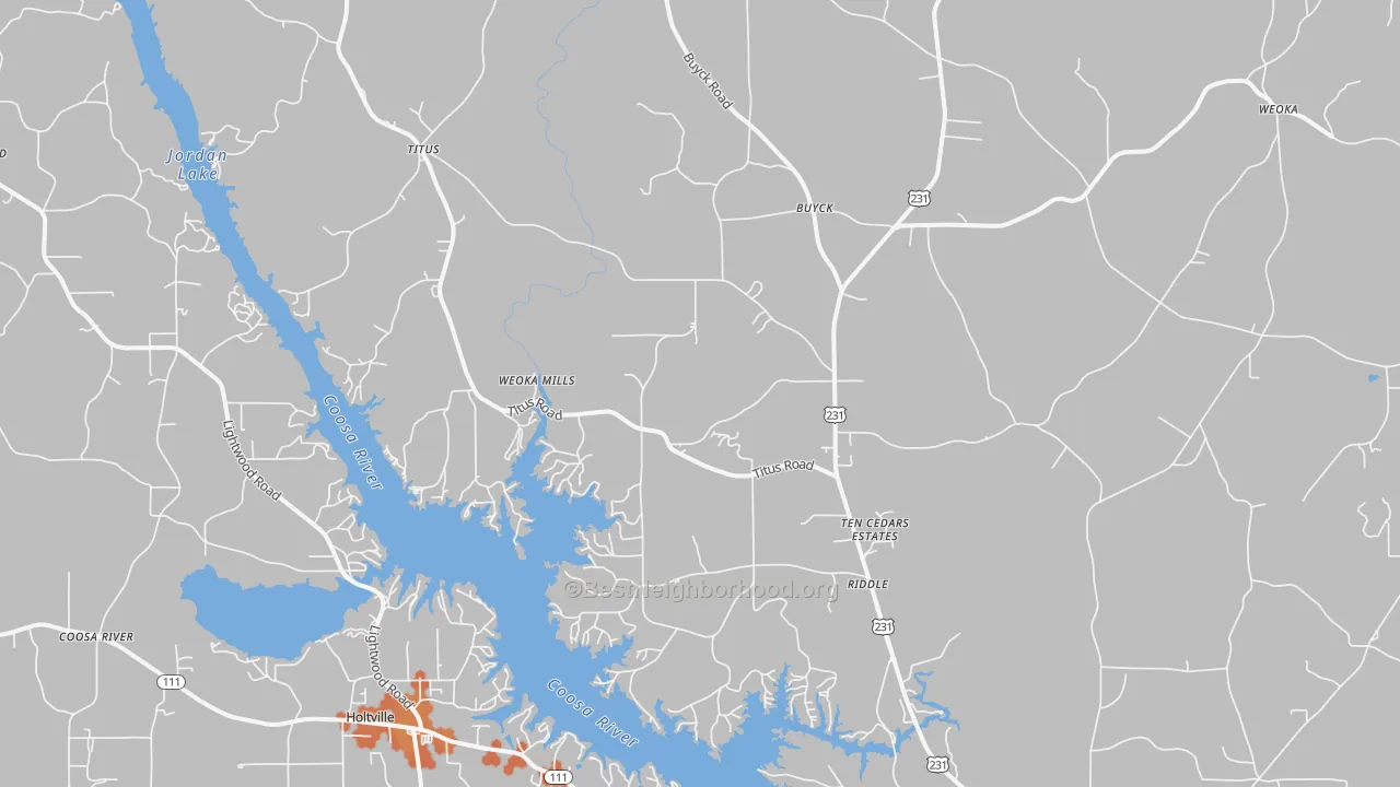 Bike Grade map of Titus, AL