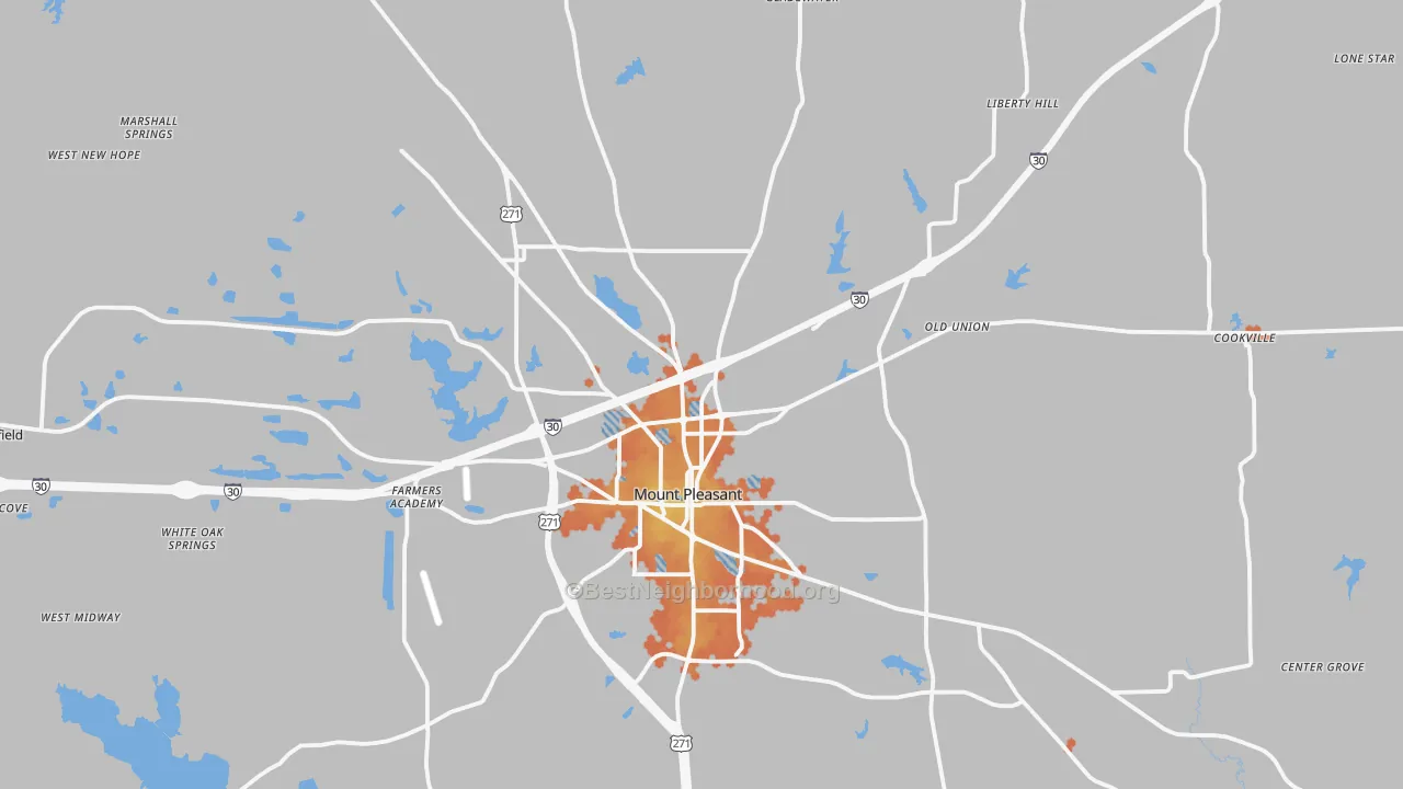 Bike Grade map of Titus County, TX