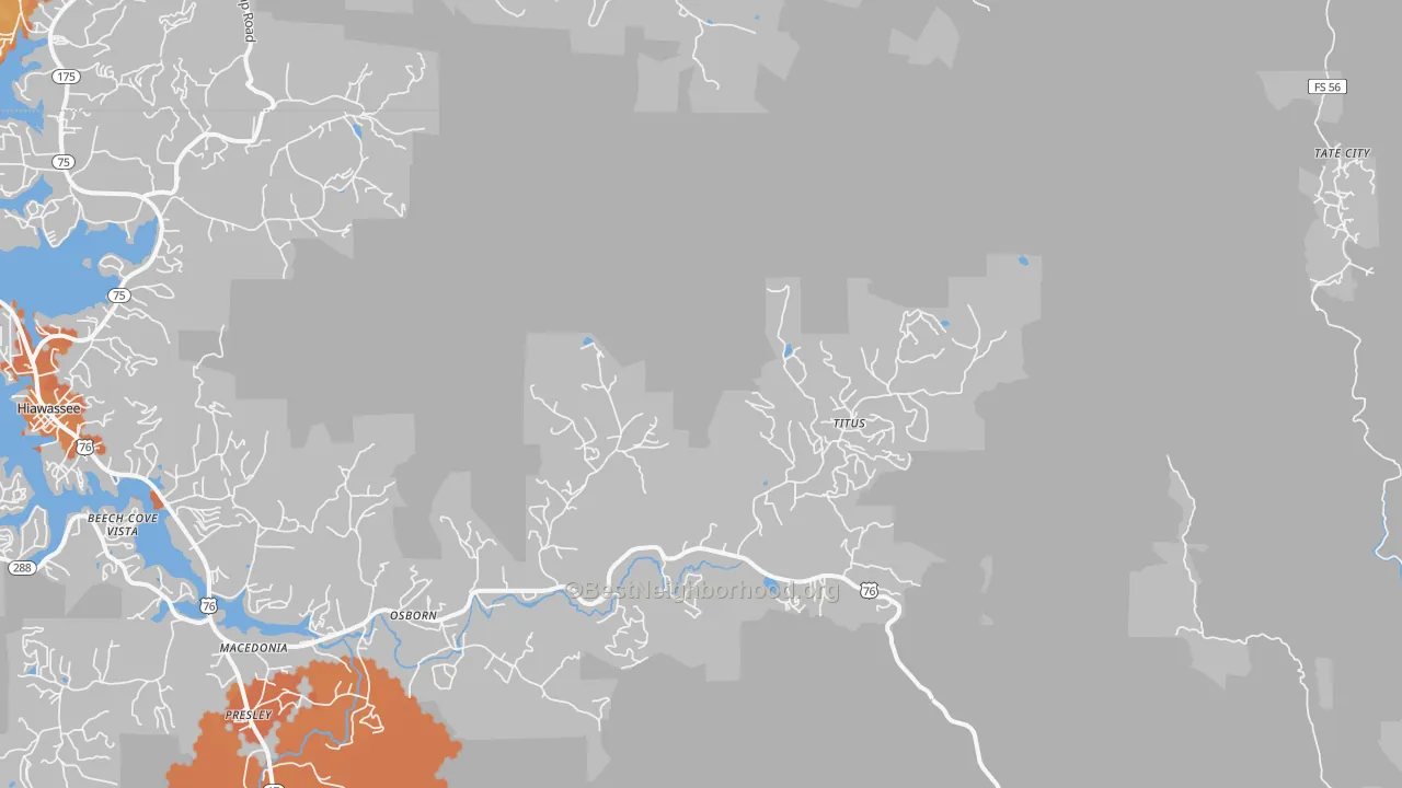 Bike Grade map of Titus, GA
