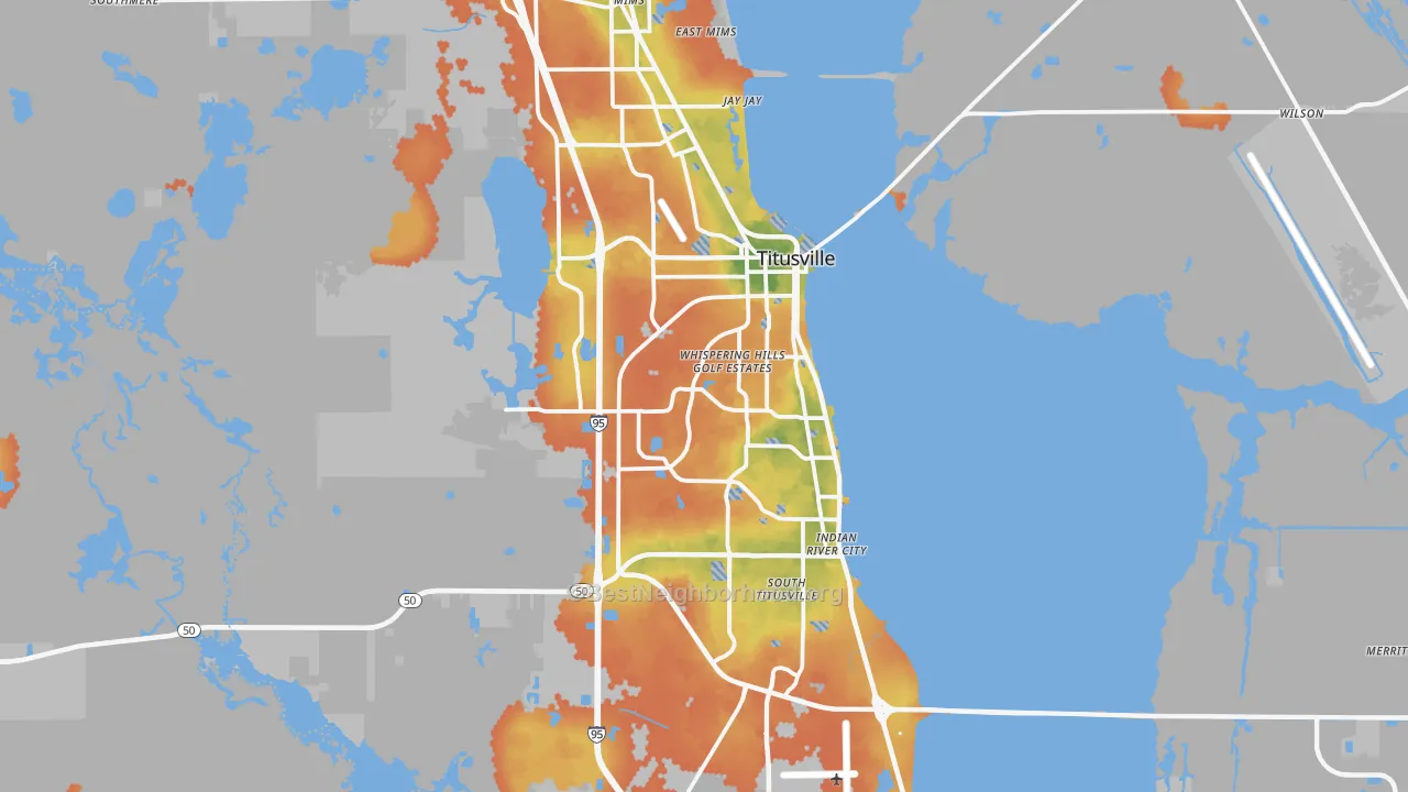 Bike Grade map of Titusville, FL