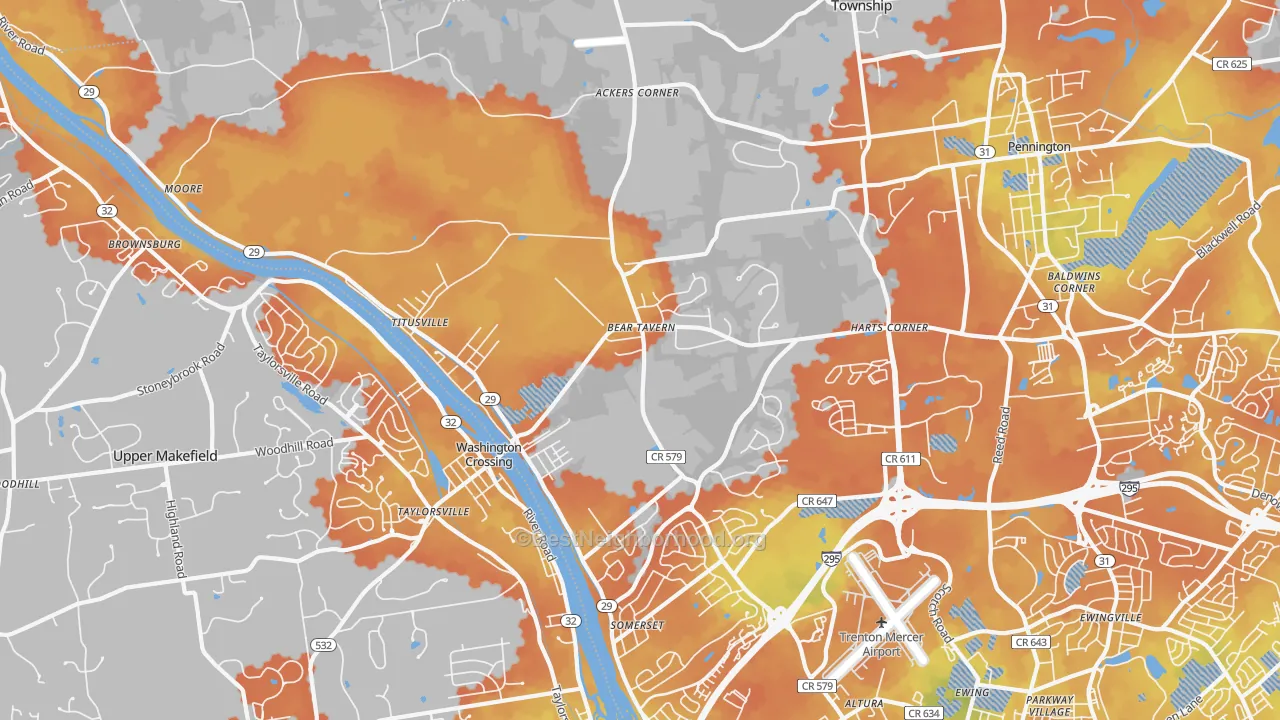 Bike Grade map of Titusville, NJ