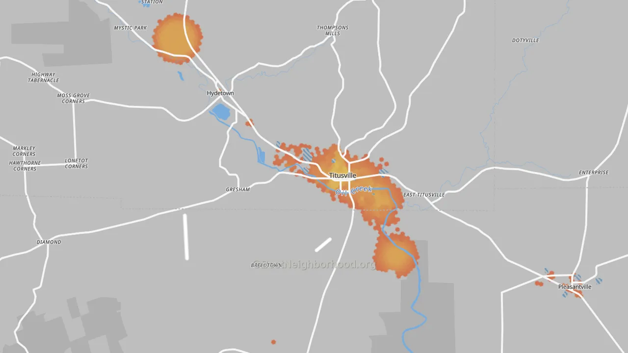 Bike Grade map of Titusville, PA