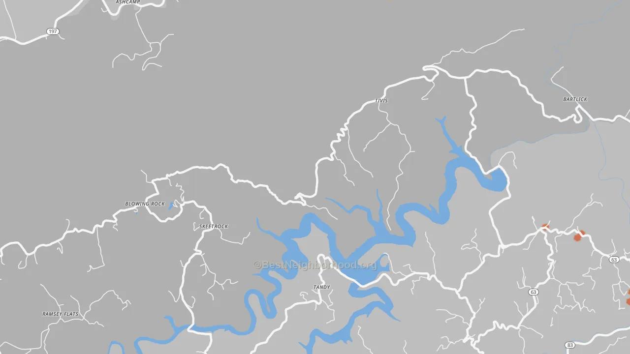 Bike Grade map of Tivis, VA