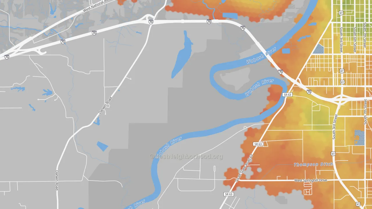 Bike Grade map of Toad Hop, IN