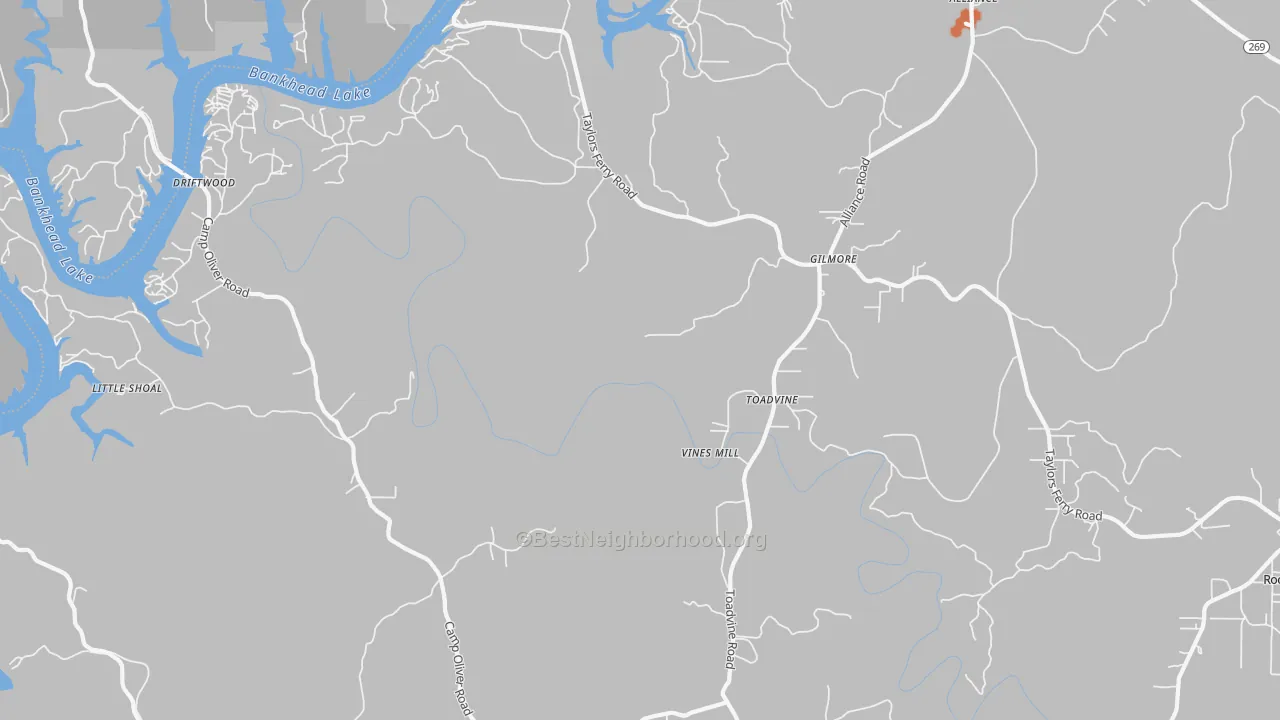 Bike Grade map of Toadvine, AL