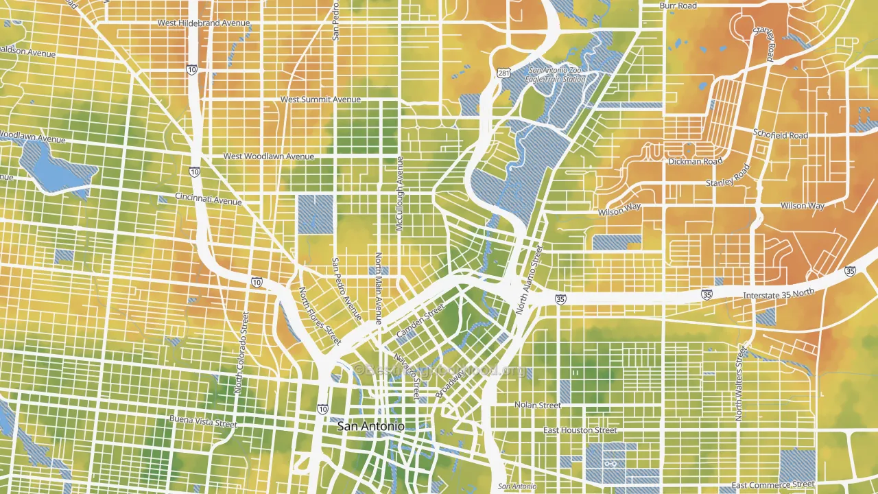 Bike Grade map of Tobin Hill, San Antonio, TX