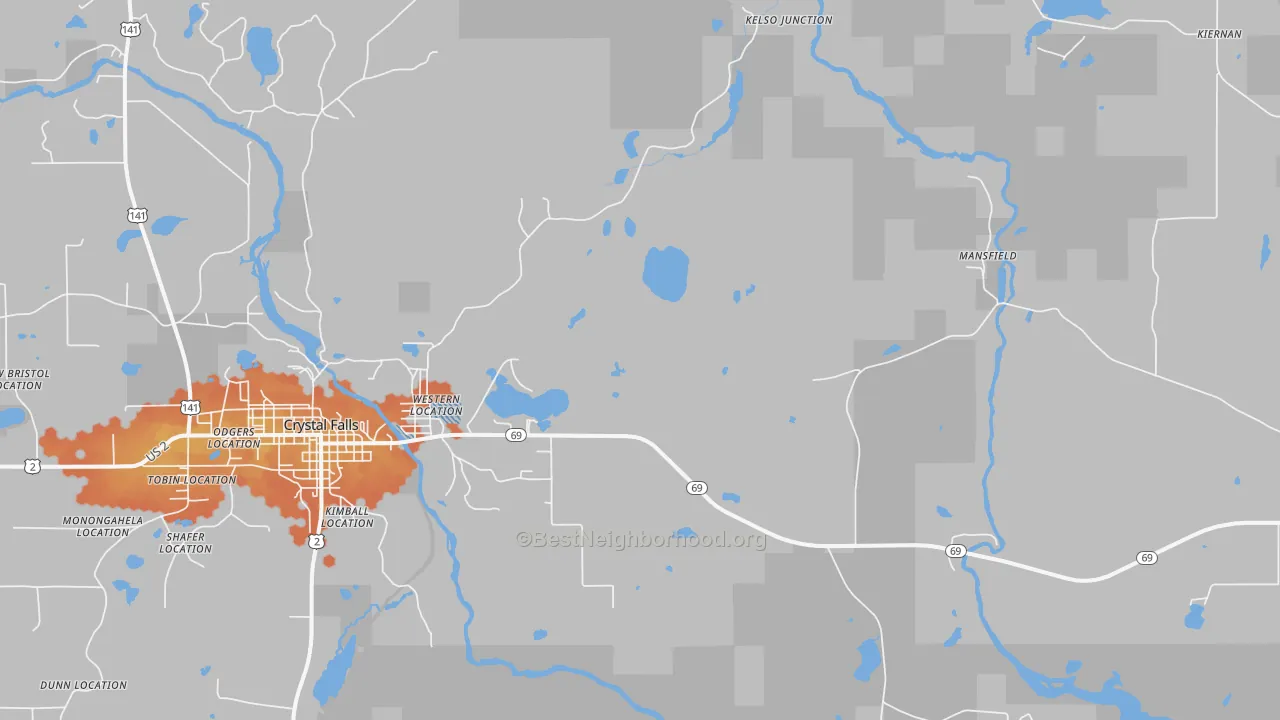 Bike Grade map of Tobin Location, MI