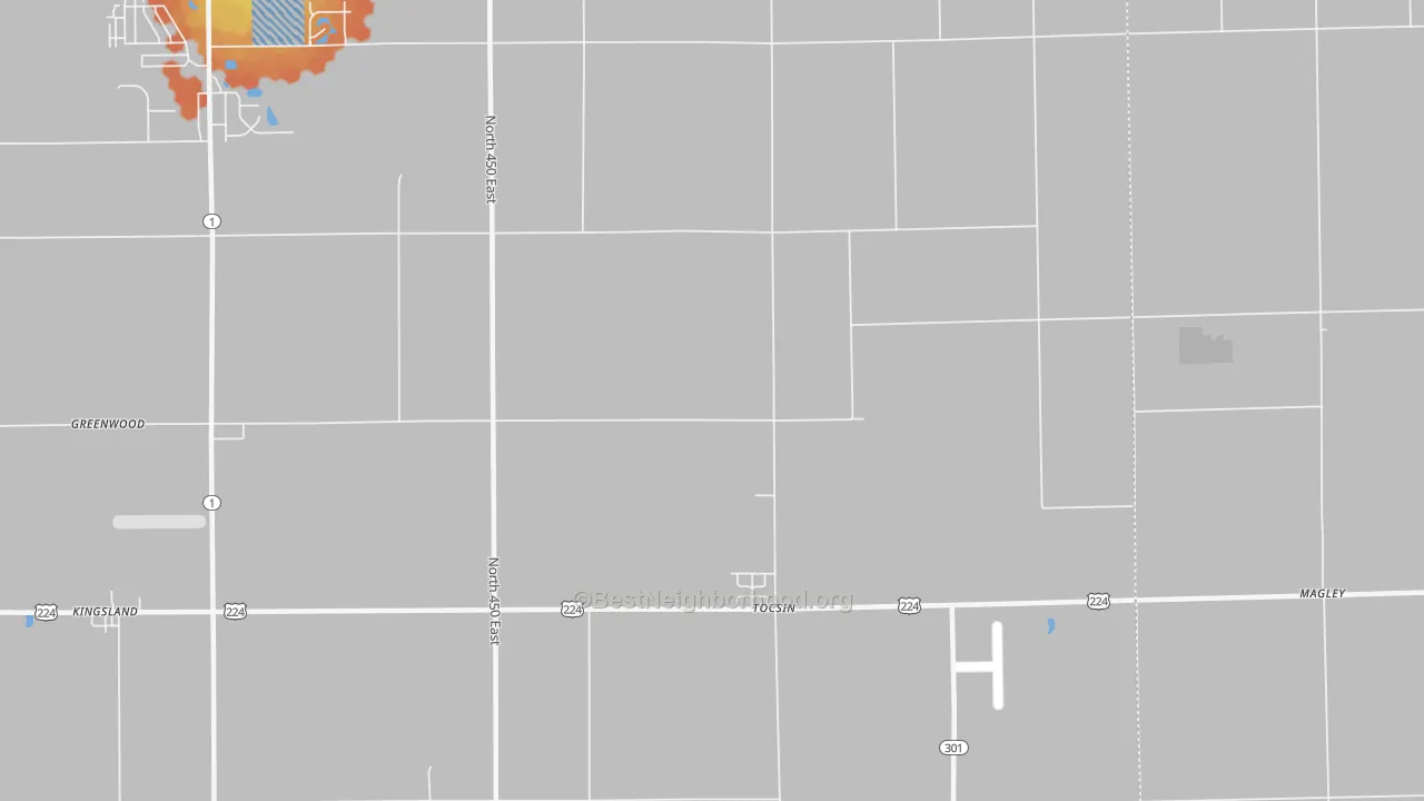 Bike Grade map of Tocsin, IN