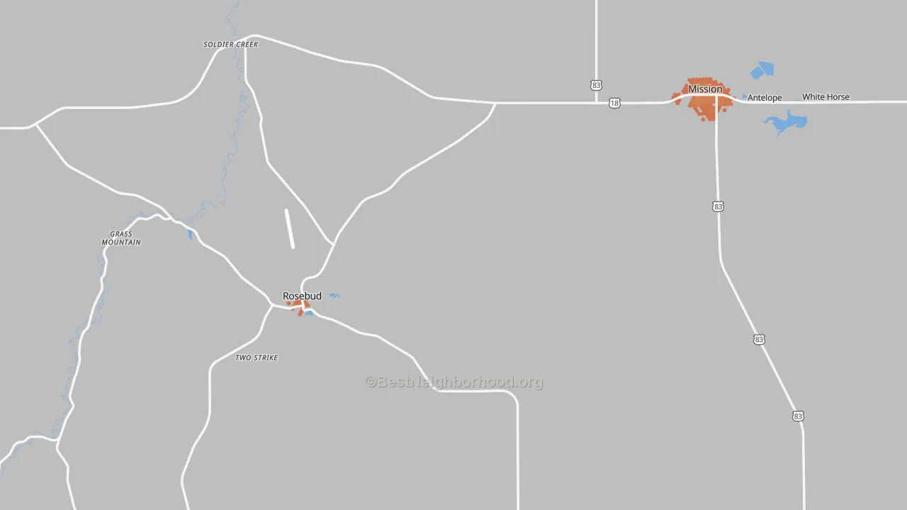 Bike Grade map of Todd County, SD