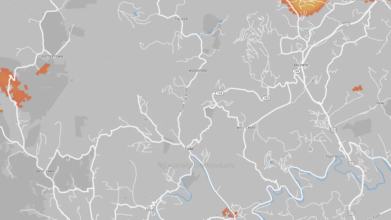 Bike Grade map of Todd, NC