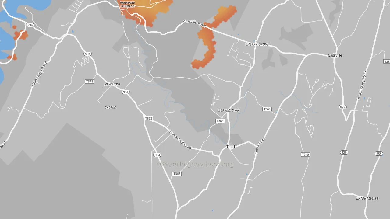 Bike Grade map of Todd, PA